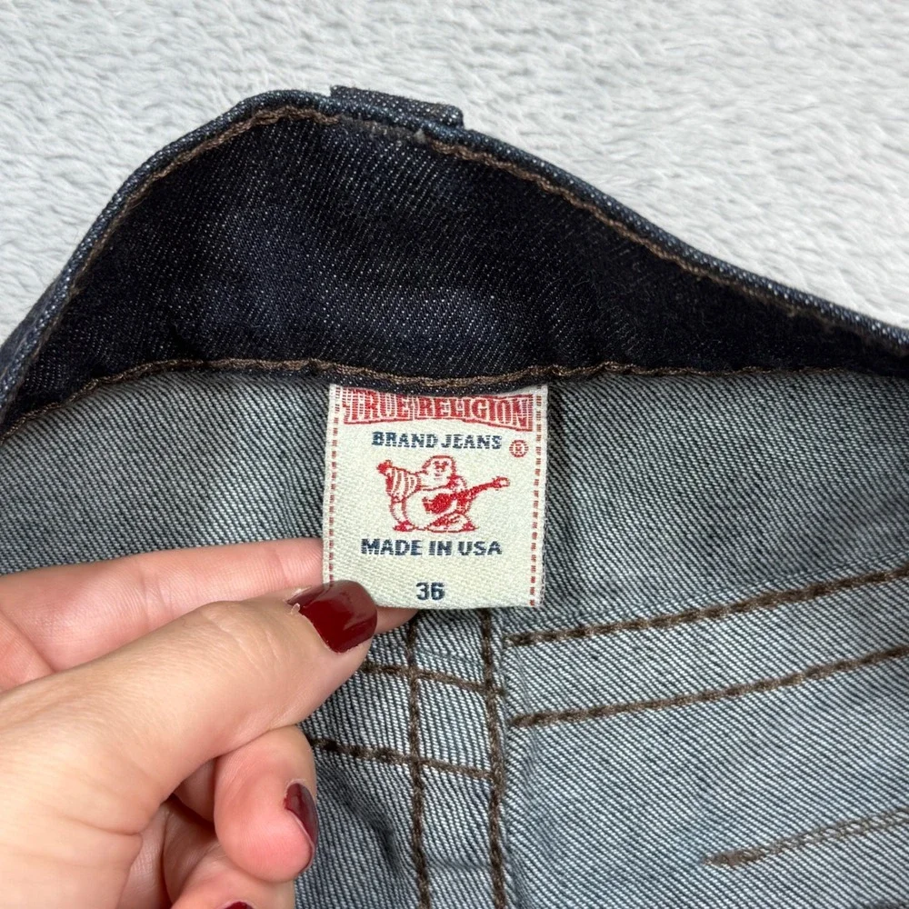 True Religion Ricky Jeans Mens 36 (Fits 38x28) Dark Wash Straight Corduroy Y2K